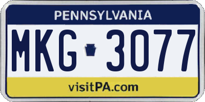 PA license plate MKG3077