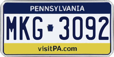 PA license plate MKG3092
