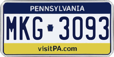 PA license plate MKG3093