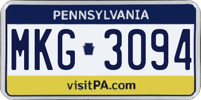 PA license plate MKG3094