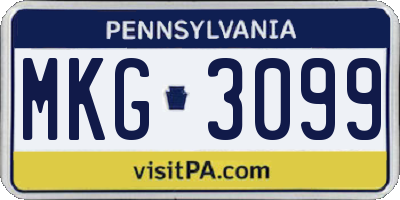 PA license plate MKG3099