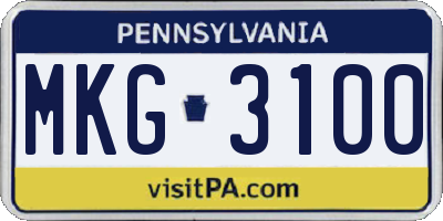 PA license plate MKG3100