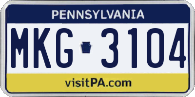 PA license plate MKG3104