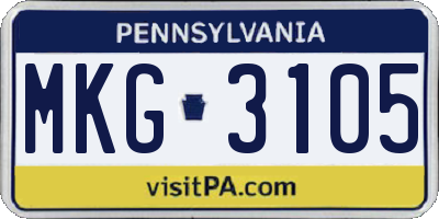 PA license plate MKG3105