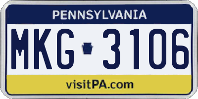 PA license plate MKG3106