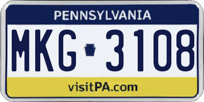 PA license plate MKG3108