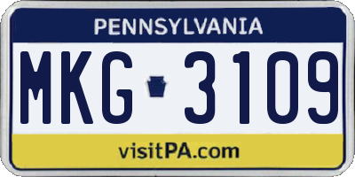PA license plate MKG3109
