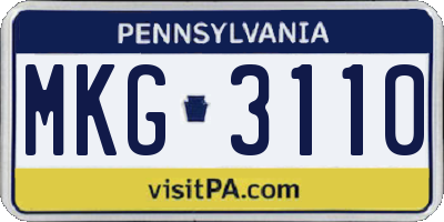 PA license plate MKG3110