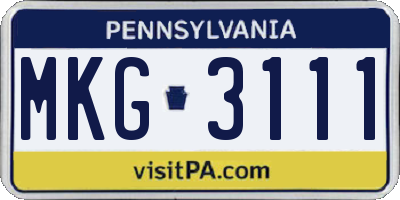 PA license plate MKG3111