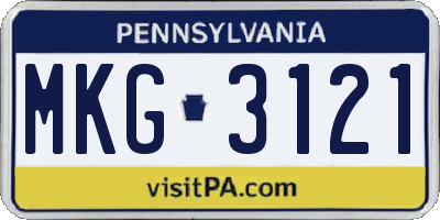 PA license plate MKG3121