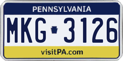PA license plate MKG3126