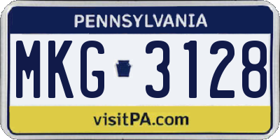 PA license plate MKG3128