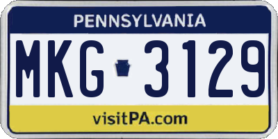 PA license plate MKG3129