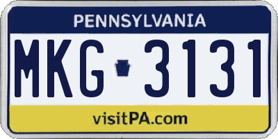 PA license plate MKG3131