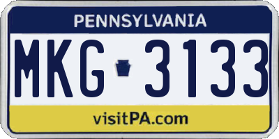 PA license plate MKG3133