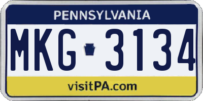 PA license plate MKG3134