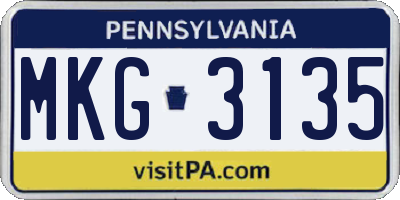 PA license plate MKG3135