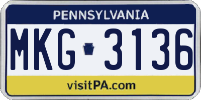 PA license plate MKG3136