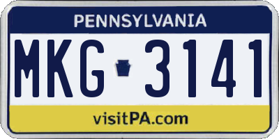 PA license plate MKG3141