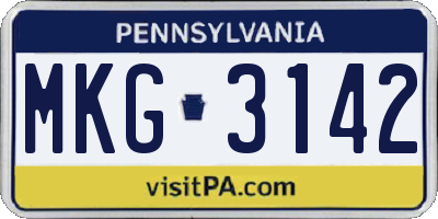 PA license plate MKG3142