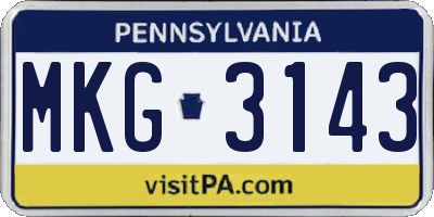 PA license plate MKG3143