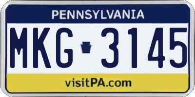 PA license plate MKG3145