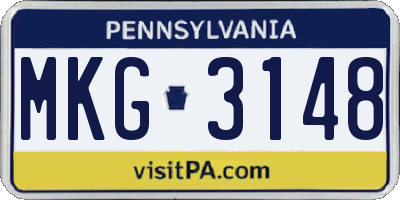 PA license plate MKG3148