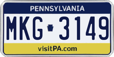 PA license plate MKG3149