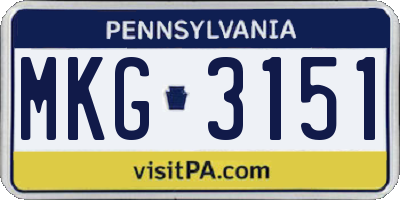 PA license plate MKG3151
