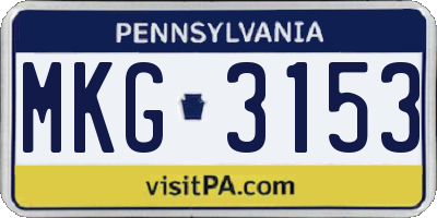PA license plate MKG3153