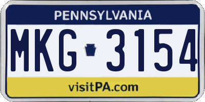 PA license plate MKG3154