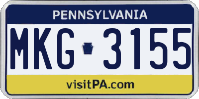 PA license plate MKG3155