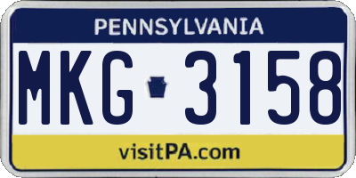 PA license plate MKG3158