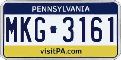 PA license plate MKG3161