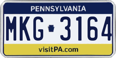 PA license plate MKG3164