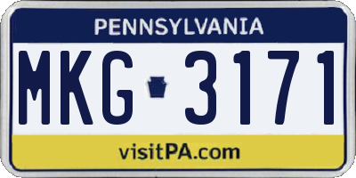 PA license plate MKG3171