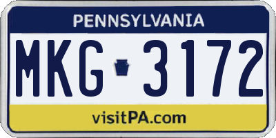 PA license plate MKG3172