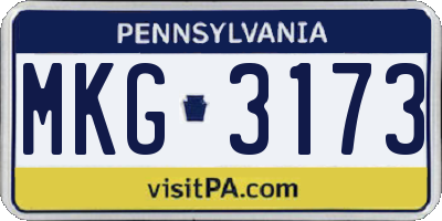 PA license plate MKG3173