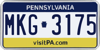 PA license plate MKG3175