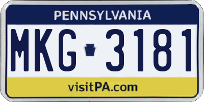 PA license plate MKG3181