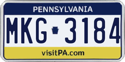 PA license plate MKG3184
