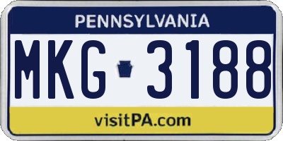 PA license plate MKG3188