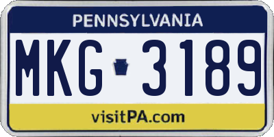 PA license plate MKG3189