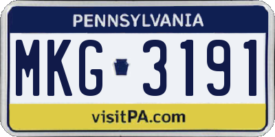 PA license plate MKG3191