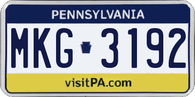PA license plate MKG3192