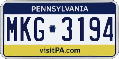 PA license plate MKG3194