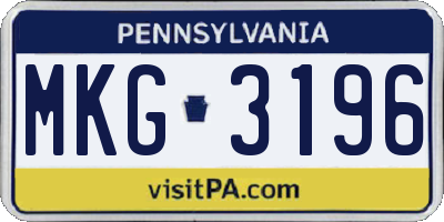 PA license plate MKG3196
