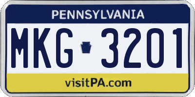 PA license plate MKG3201