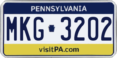 PA license plate MKG3202