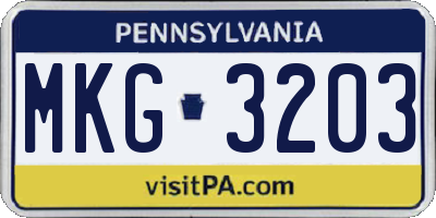 PA license plate MKG3203
